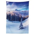 thumbnail image 3 of Ambesonne Winter Tablecloth Rectangular Table Cover, Mountain Peaks Snowy, 60"x90", Blue White, 3 of 4
