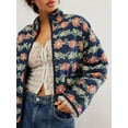 thumbnail image 4 of Gupgi Manteaux Matelassés Courts pour Femmes à Imprimé Floral, Ouvert à l'Avant, Doudoune Légère, Manteau Matelassé Rembourré, 4 of 8