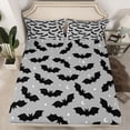 thumbnail image 2 of Manfei Kawaii Horror Bat Bed Sheets for Teen, Glitter Stars Moon King Sheets, Gray Halloween Theme Sheet Set, Super Cozy Room Decor, 4 Pieces, 2 of 7