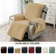 thumbnail image 3 of Lavish Cover 25in Recliner Cover Slipcover, Khaki Soft Striped Sofa Protector with Pockets, Non-Slip Armchair Cover for Living Room, 3 of 8