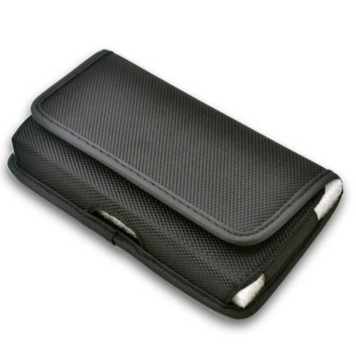 MUNDAZE Black Horizontal Canvas Belt Clip Pouch Carrying Case for Apple iPhone 11 Pro Max ...