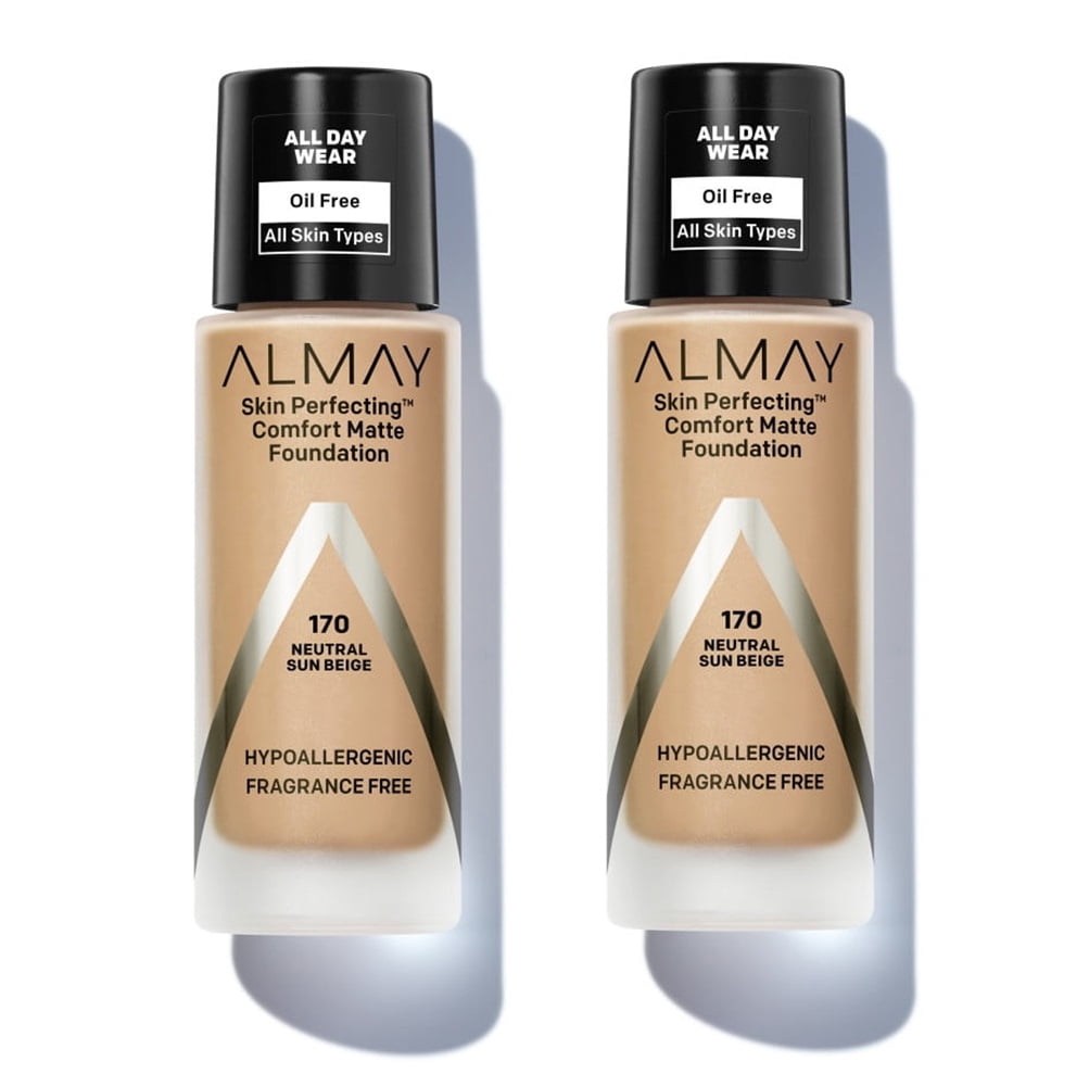 Pack of 2 Almay Skin Perfecting Comfort Matte Foundation, Neutral Sun Beige 170