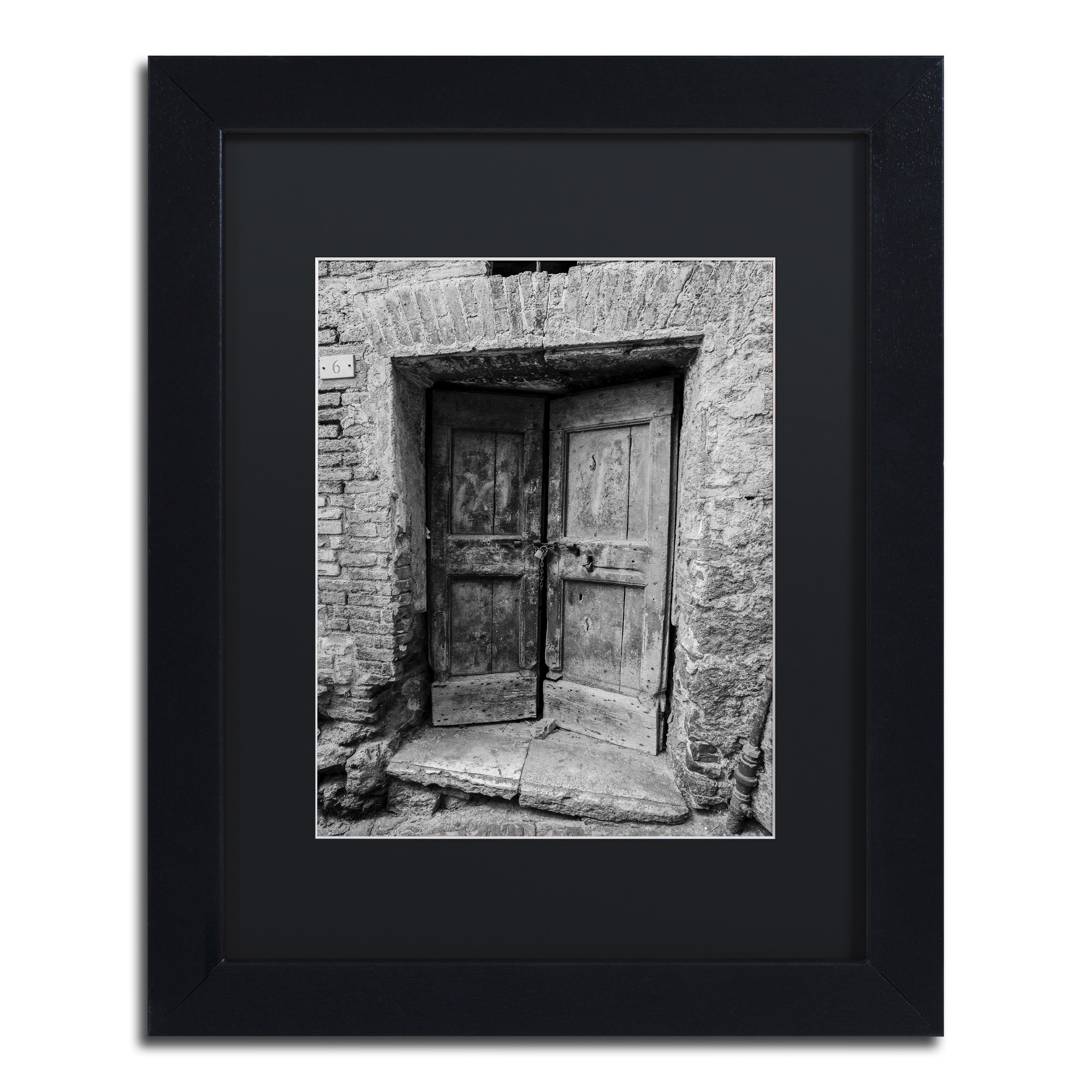Trademark Fine Art "Siena Door" Canvas Art by Moises Levy Black Matte, Black Frame