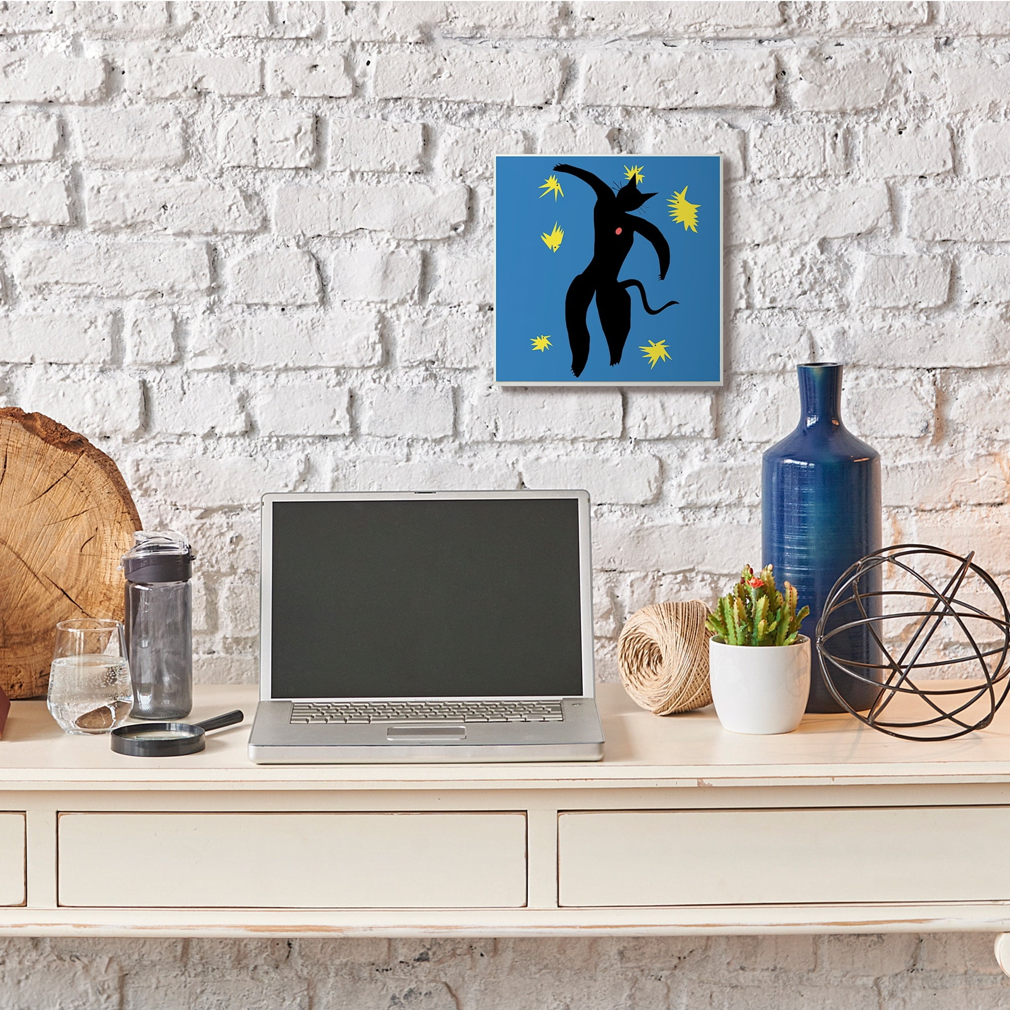 Stupell Industries Matisse Cat Icarus Classic Painting Parody,12 x 12,Designed by Chameleon Design, Inc.