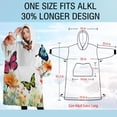 thumbnail image 4 of Oversized Wearable Blanket Hoodie,White Butterfly Flower Field Pattern Sherpa Blanket Hoodie with Super Pockets,Super Warm Fuzzy Pullover for Women & Men, 4 of 6
