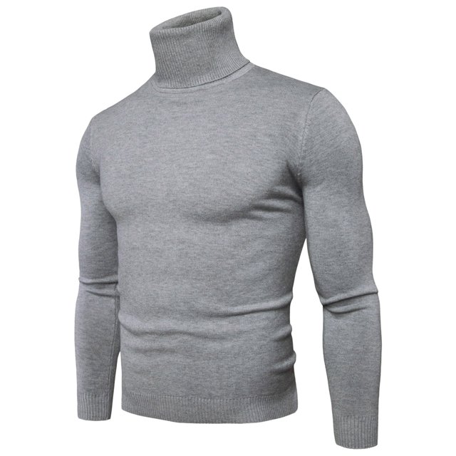 Printemps 2024 Pull Col Roulé Homme Chaud Tricoté Couleur Unie Pull-Overs Homme Ajusté Décontracté Pull Col Roulé