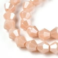thumbnail image 2 of 20 strand Opaque Solid color Electroplate Glass Beads Strands Pearl Luster Plated Faceted Bicone PeachPuff 6x5.5mm Hole: 1mm 45~47pcs/strand 9.65~9.84 inch(24.5~25cm), 2 of 3