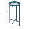 thumbnail image 4 of Kate and Laurel Celia Table d'Appoint Ronde en Métal Pliable avec Plateau, 14x14x25,75, Sarcelle/miroir, 4 of 4