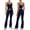 Navy, variant on Womens Workout Set Summer Two Piece U Back Sports Bra Matching High Waist Leggings Gym Pilates Outfits