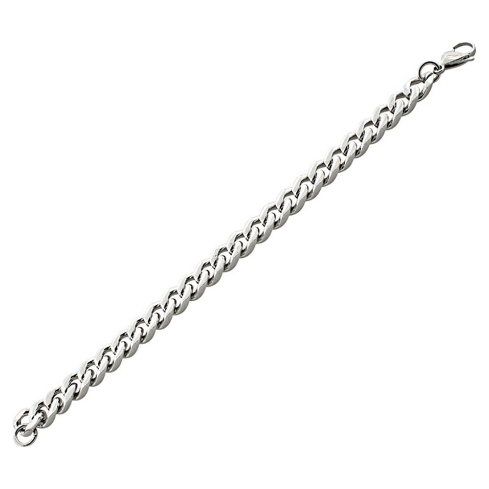 Stainless Steel Silver-Tone Mens Classic Cuban Link Chain Necklace Bracelet Set - image 3 of 4