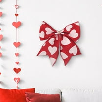 Valentines Day Wreath Bow, Heart Bow for Wreaths, Tree Topper, Indoor Outdoor Home Decoration, 6x5 Inches, 1 Piece