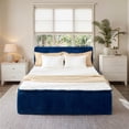thumbnail image 4 of Ovios Queen Size All-in-One Floor Bed in a Box, 16.7" Upholstered Compressed Foam Mattress with Headboard, No Assembly Required, Blue, 4 of 8