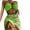 Green, variant on TMOYZQ Women's 3 Piece Bathing Suits O-Ring Halter Textured Bikini Swimsuits Set with Drawstring Beach Cover Ups Mesh Skirt
