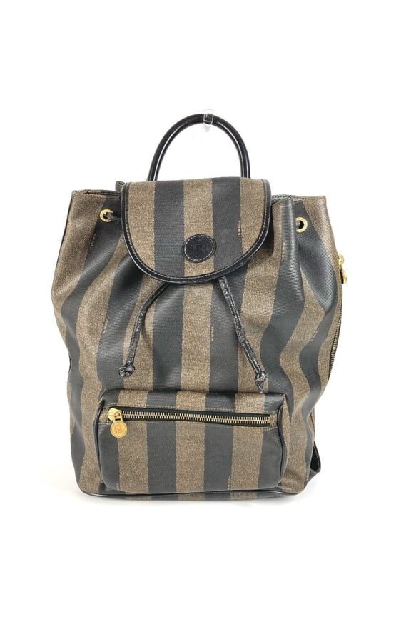 Pre-Owned FENDI Pecan Backpack, PVC/Leather, Unisex, Khaki (Fair)