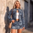 thumbnail image 5 of 2 Piece Denim Skirt Set for Women Y2K Long Sleeve Zipper Jean Jacket Top Mini Skirt Bodycon Set Two Piece Outfits, 5 of 6