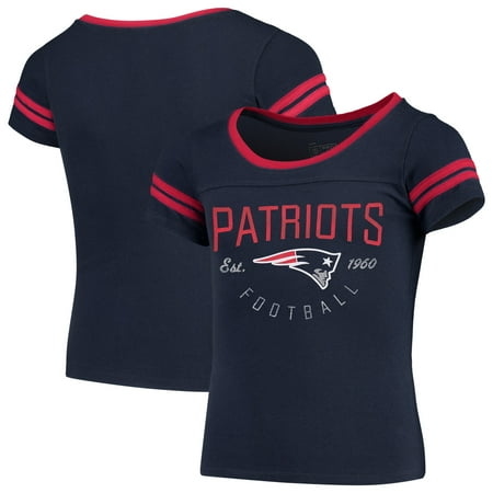 New England Patriots NFL Pro Line by Fanatics Branded Girls Youth Live For It 2-Stripe T-Shirt - (Best New England State To Live In)
