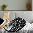thumbnail image 3 of Girl Soft Flannel Fleece Throw Blanket, Illustration of Woman Silhouette with Wavy Floral Hair Design, Cozy Plush for Indoor and Outdoor Use, 60" x 80", Charcoal Grey and White, by Ambesonne, 3 of 5
