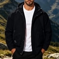 thumbnail image 4 of longantii Men's Waterproof Jackets Trendy Windbreaker Turndown Collar Wind Jacket Long Sleeve Zip Up Coat Classic Fit Fall Winter Cycling Streetwear Black XL, 4 of 5