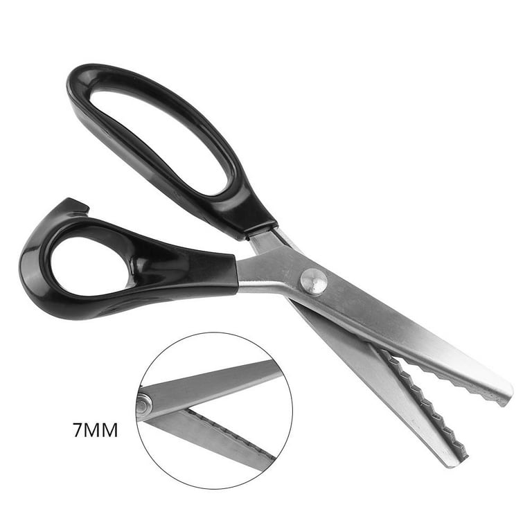 WALFRONT Pinking Shears Scissors for Fabric 4mm 7mm Craft Scissors  Decorative Edge Zig Zag Scissors with Serrated Cutting 