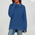 thumbnail image 5 of DianGeFu Ribbed Dresses for Plus Size Women In Fall 50% Off Clear,Fashion Women's Casual Long Sleeve Solid Turtleneck Zipper Pocket Ladies Tops Blouse,Blue,XXL, 5 of 9