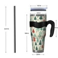 thumbnail image 4 of 40oz Tumbler,Beige Christmas Tree Pattern Insulated Tumblers with Removable Handle,Stainless Steel Double Vacuum Coffee Tumbler Cup with Straw for Home,Office,Travel,Party, 4 of 5