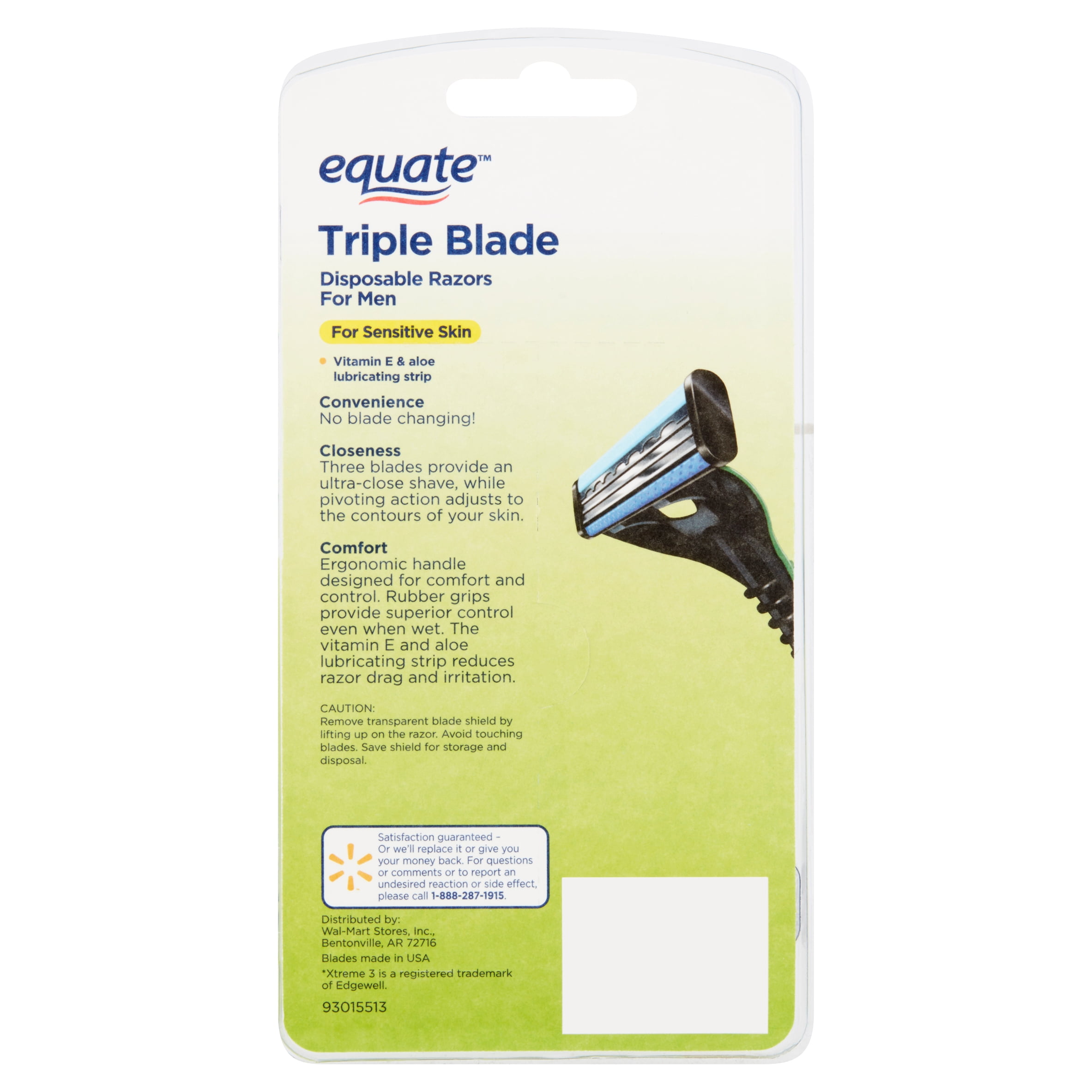 Equate Triple Blade Disposable Razors for Men Value Pack, 8 Count