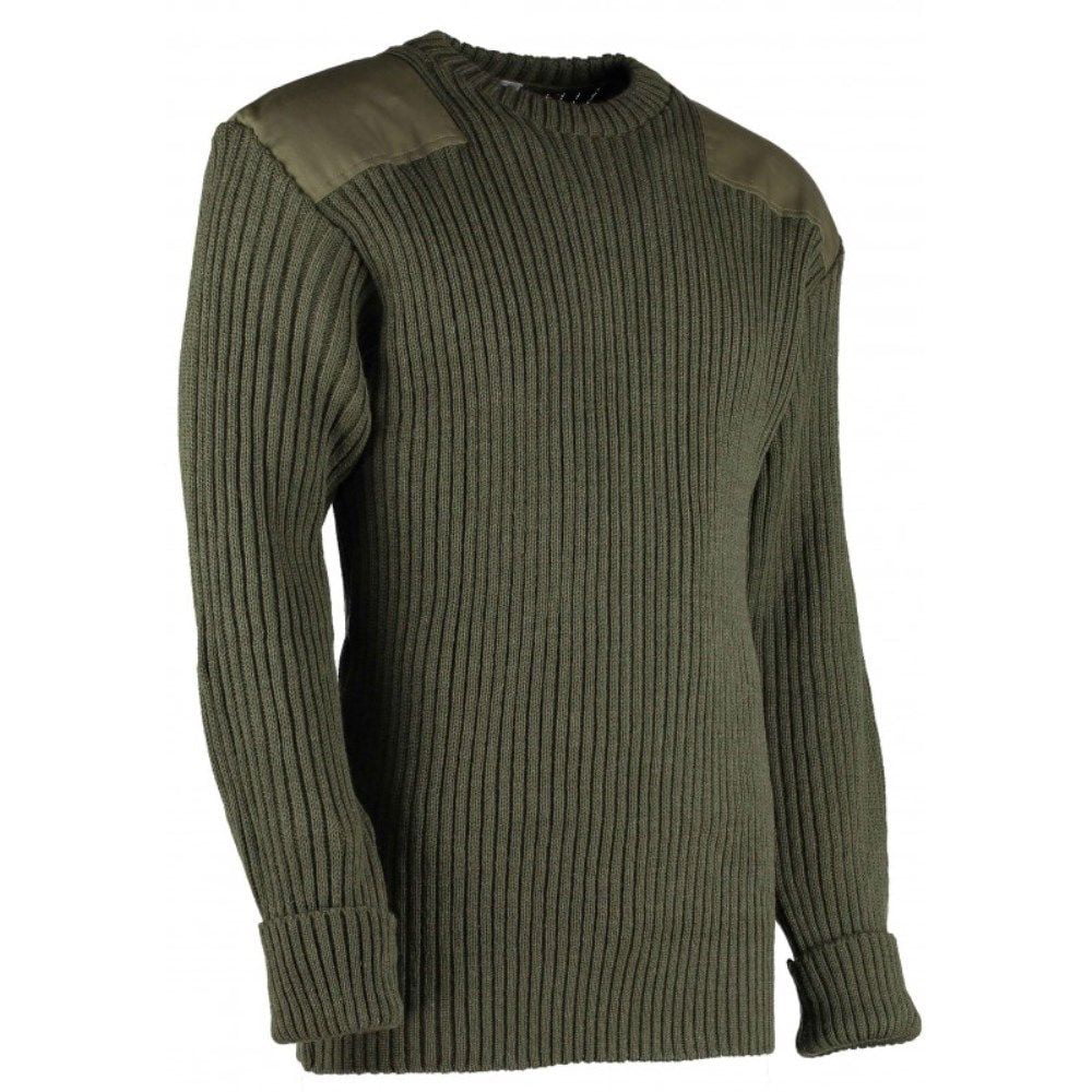 British Commando Sweater Woolly Pully CREW Neck - OLIVE DRAB - Large ...