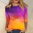 thumbnail image 2 of USNSM Ombre Shirts for Women Casual 3/4 Sleeve Round Neck Tie Dye Gradient Print Pullover Tops Loose Lightweight Comfy Tunic Tees Blouse Multicolor#03 S, 2 of 5