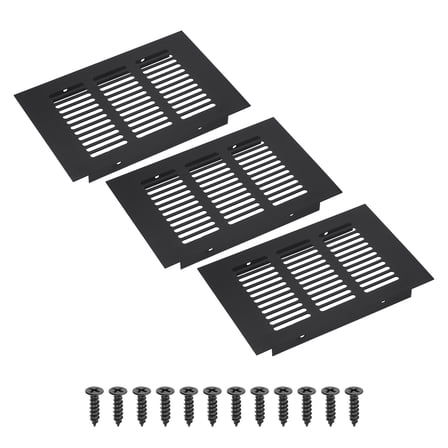 Uxcell 6 x 4 Inch Rectangle Ventilation Grille, 3PCS Aluminum Air Vent Cover, Black