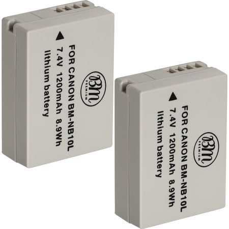 BM Premium 2 Pack of NB-10L Batteries for Canon PowerShot G1 X G3-X G15 G16 SX40 HS SX50 HS SX60 HS Digital Cameras
