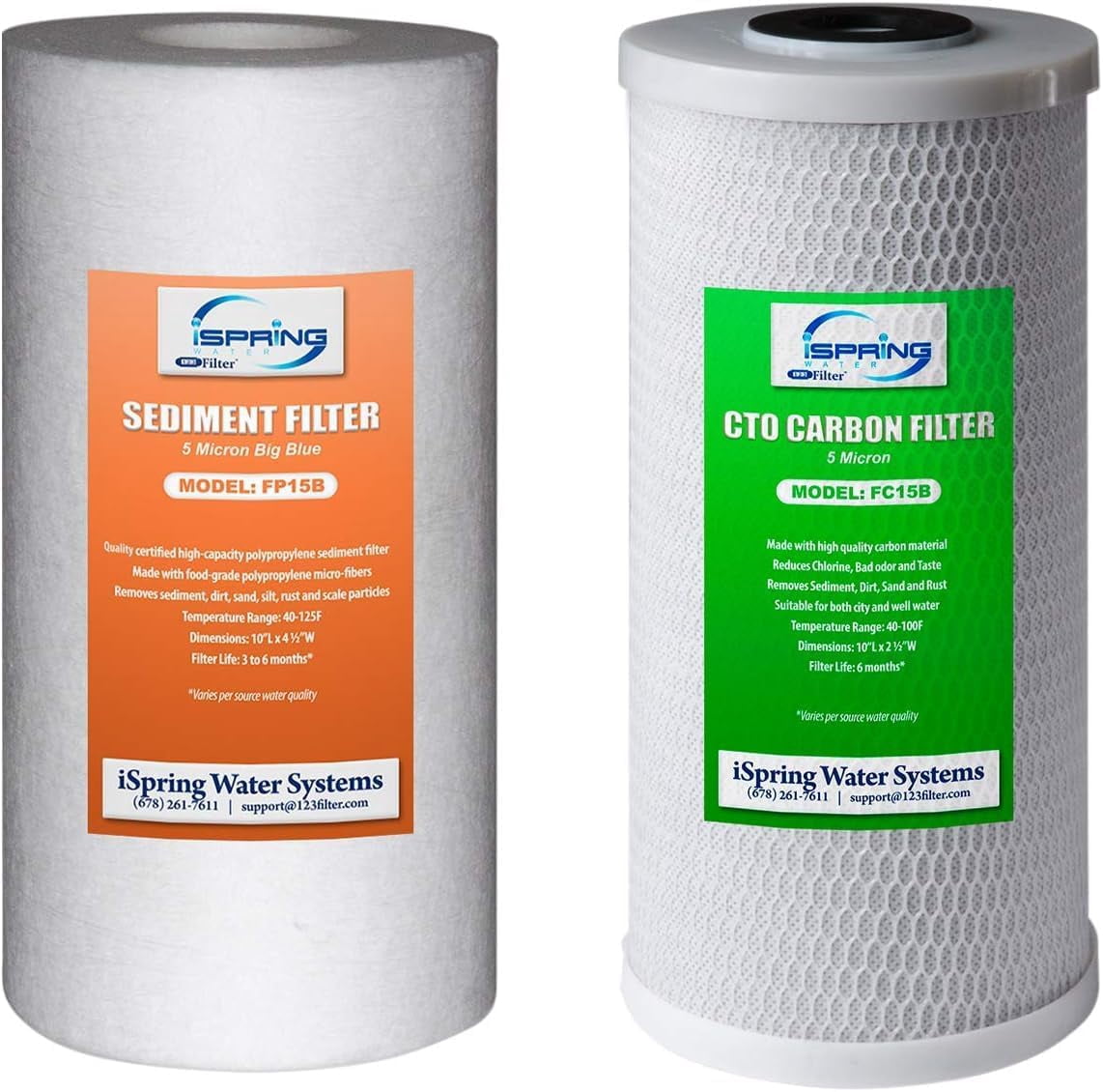 iSpring WGB21B 2-Stage Whole House Water Filtration System, Reduces Sediment, Chlorine, Taste, and Odor, 10” x 4.5” Filters with 1” Inlet/Outlet, w/Additional 6-Month Replacement Filter Set