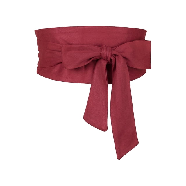 Cinturón Obi sólido para mujeres de tallas grandes INSPIRE CHIC, cinturón de lazo autoadherente, cinturón ancho para vestido de 35.43-45.67" rojo