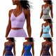 thumbnail image 1 of RKSTN Women's Halter Open Back Gym Yoga Tank Tops Oversized V Neck Moisture Wicking Quickly Dry Fitness Athletic Cmaislove Tank Womens Casual Solid Regular Fits Breathable Running Sport Cami Shirt, 1 of 7