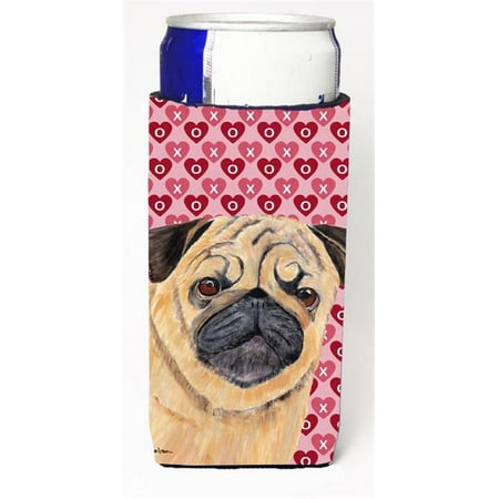 

Pug Hearts Love and Valentines Day Portrait Michelob Ultra bottle sleeves for slim cans 12 oz.