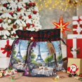 thumbnail image 6 of Rocae Parisian Cafe With Eiffel Print Christmas Drawstring Linen Gift Bag with Drawstrings Treat Bag Goody Present Bags for Christmas Party Favor, 6 of 8