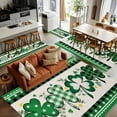 thumbnail image 5 of 3x5 Area Rugs, St. Patrick's Day, Non-Skid Rubber Backing Large Rectangle Rugs - Living Room Bedroom Home Office, Green Shamrock Farmhouse Plaid Eucalyptus Indoor Floor Mat Carpets Washable Rug, 5 of 9