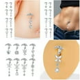thumbnail image 2 of K-KED Women Fake Navel Belly Ring Non Piercing CZ Dangle Clip on Belly Button Ring-8, 2 of 9