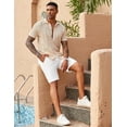 thumbnail image 4 of COOFANDY Mens Summer Button Down Shirt Knitted Vintage Tees Vacation Shirts Short Sleeve Crochet Shirt Knitted Beach T-Shirts, 4 of 6
