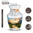 thumbnail image 2 of JAGASY Mountain Memorial Urn for Ashes for Women, Pine Forest Decorative Urns for Parents, Small Beige Urns for Ashes Keepsake, River Sunset Cremation Urn for Mom & Dad, 3 Inch, 2 of 7
