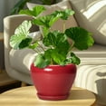 thumbnail image 5 of Ordivic 8 inch Glossy Red Ceramic Flower Pot with Drainage Hole & Saucer | Modern Round Planter for Indoor Plants & Christmas Decor, 5 of 7