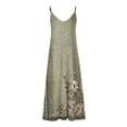 thumbnail image 4 of ClodeEU Women's Summer Printed V Neck Sleeveless Tassel Beach Spaghetti Straps Flowy Maxi Sun Dress Army Green,Womens Plus M, 4 of 5