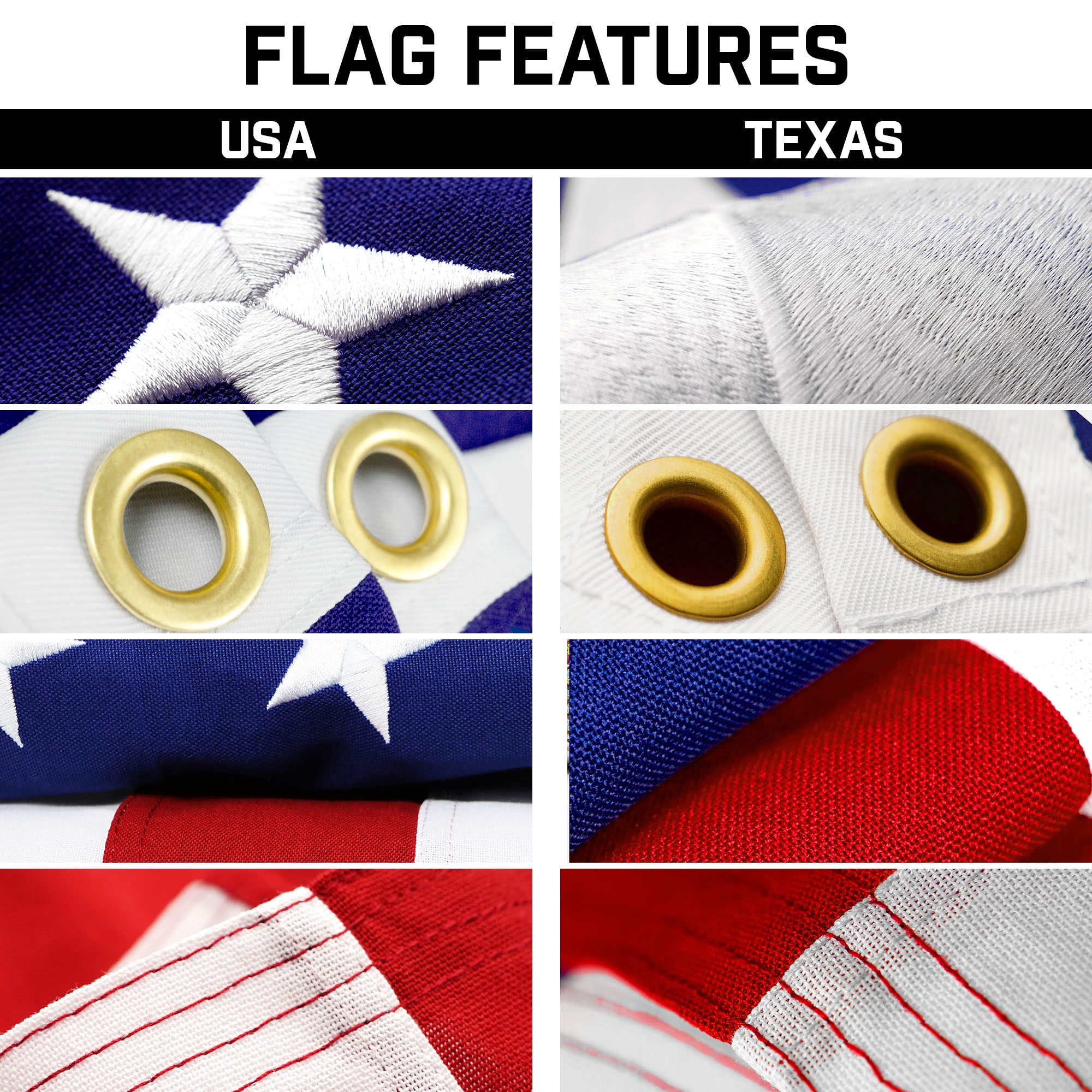 G128 Combo Pack: 20 Ft Telescoping Aluminum Flagpole (Silver) & American and Texas Flags 3x5 Ft, Both StormFlyer Series Embroidered 220GSM Spun Polyester | Pole with Flags Included