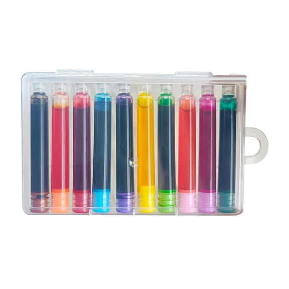 10 Pcs Refill Ink Cartridges for Fountain Pen Assorted Color for w/ Clear for Ca