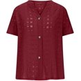 thumbnail image 4 of Womens Tops Summer Hollow Out Eyelet Tunic Dressy Short Sleeve Shirts Button V Neck T Shirts Casual Trendy Loose Fit Tees Blouses Going Out Tops, 4 of 4