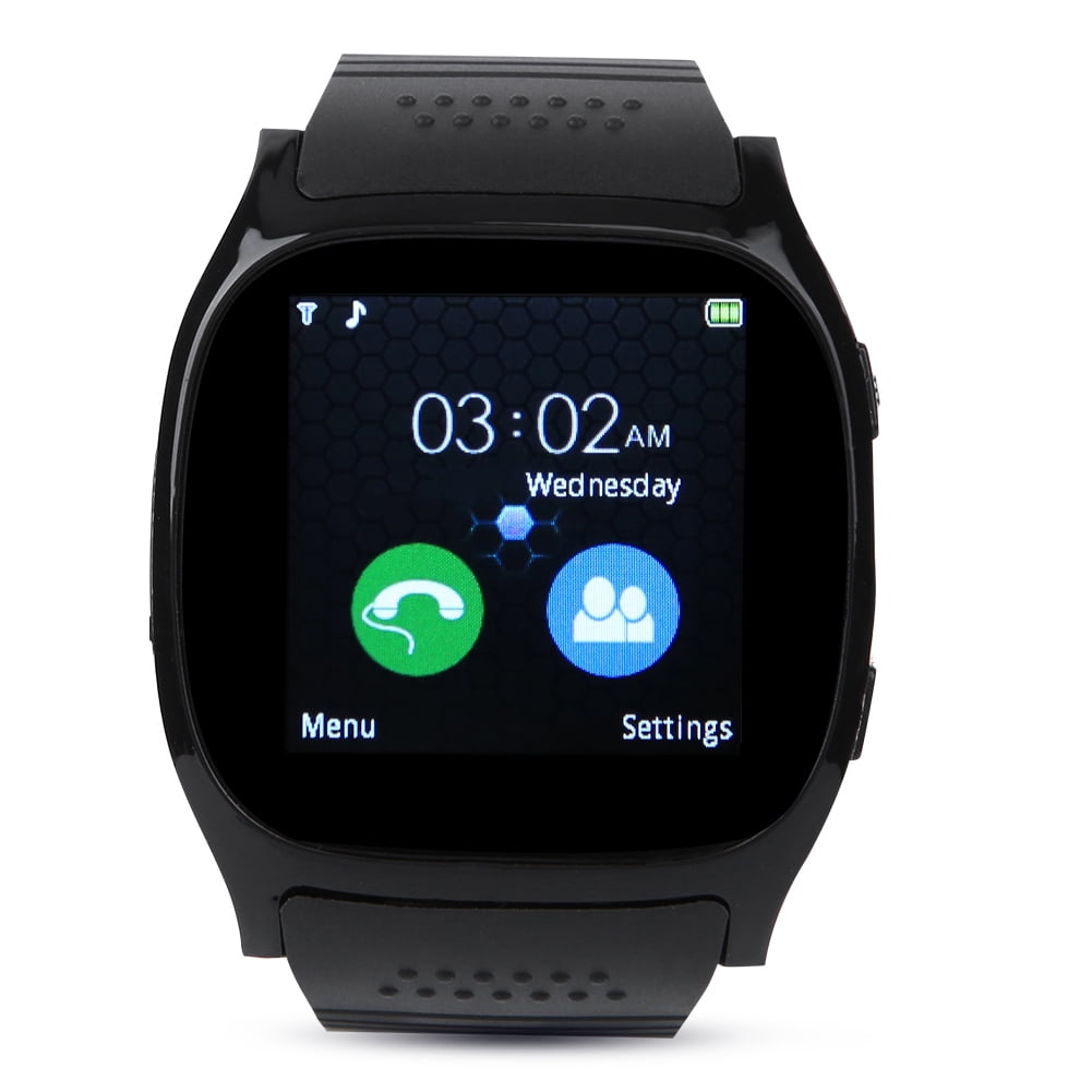 T8 Bluetooth Smart Phone Watch Step Counter Plug in Card Bracelet Black for AndroidBlack Walmart