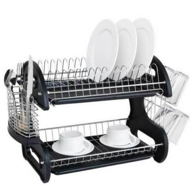 SalonMore 2 Tier Dish Drainer Drying Rack Large Capacity Kitchen Storage Stainless Steel Holder,Washing Organizer