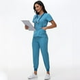 thumbnail image 6 of LYMAYTER Womens V-Neck Medical Uniform Dentistry Solid Color Set Quick-Dry Nurse Uniform for S-2XL, 6 of 8