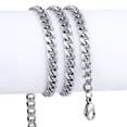 thumbnail image 6 of Hermah 5mm Mens Boys Silver Tone Curb Cuban Necklace Stainless Steel Chain 18-26inch, 6 of 7