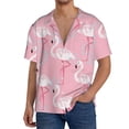 thumbnail image 3 of Fotbe Pink Flamingo print Short Sleeve Button Down Shirts for Men Casual Summer Beach Wrinkle Free Shirt-Medium, 3 of 7