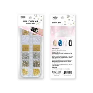 Pueen Charms Multi-Shape Nail Art with Jeweled Accents, Gold & Silver